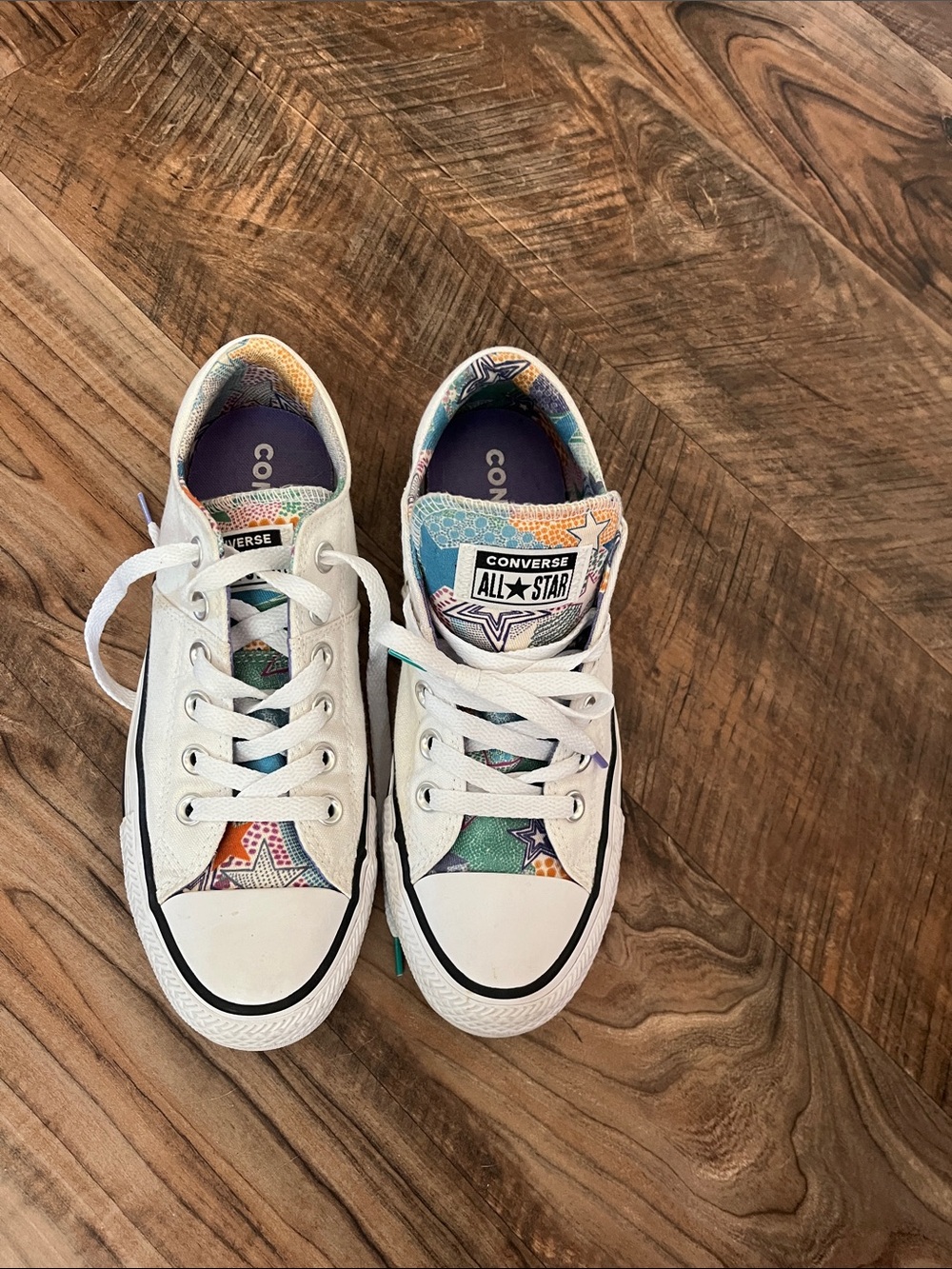 Converse White Low Top Chuck Taylor Sneakers Multicolor